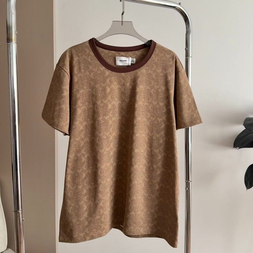 NWT COACH  Women’s Brown T Shirt Organic Cotton